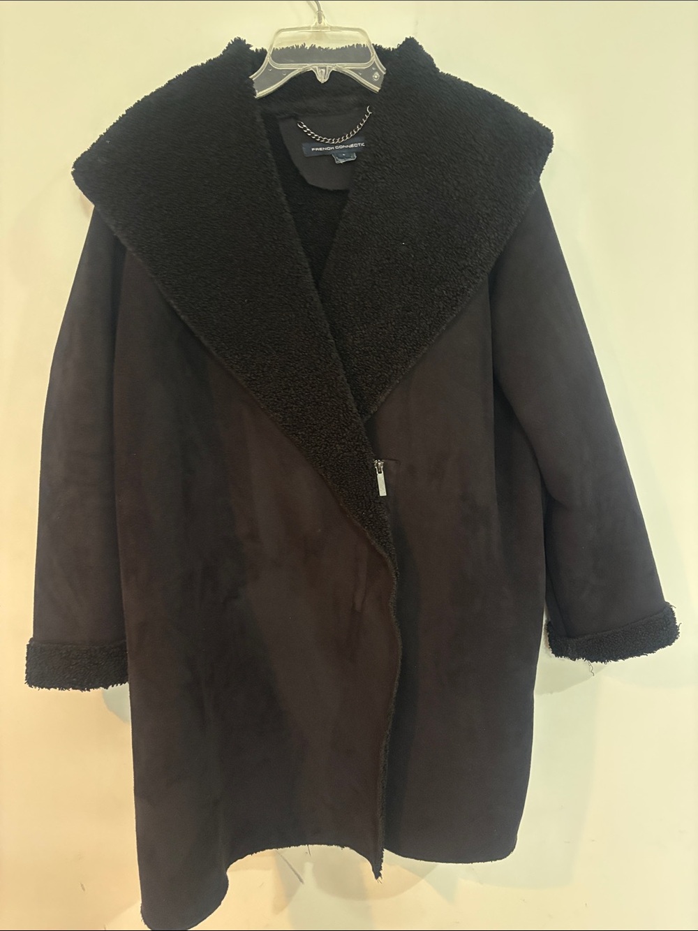 French Connection Black Faux Shearling Teddy Coat